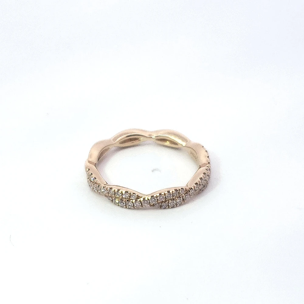 14K Yellow Gold Wavy Diamond Band