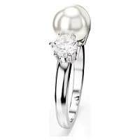 Swarovski - Matrix ring, Crystal pearl, Round cut, White, Rhodium plated Size 58 - 5689628