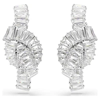 Swarovski Matrix earrings, Baguette cut, Knot, White, Rhodium plated 5727040