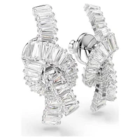Swarovski Matrix earrings, Baguette cut, Knot, White, Rhodium plated 5727040