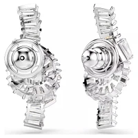 Swarovski Matrix earrings, Baguette cut, Knot, White, Rhodium plated 5727040
