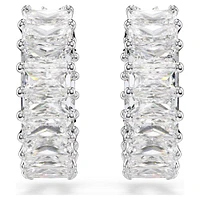 Swarovski Matrix hoop earrings, Baguette cut, White, Rhodium plated 5733397