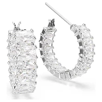 Swarovski Matrix hoop earrings, Baguette cut, White, Rhodium plated 5733397