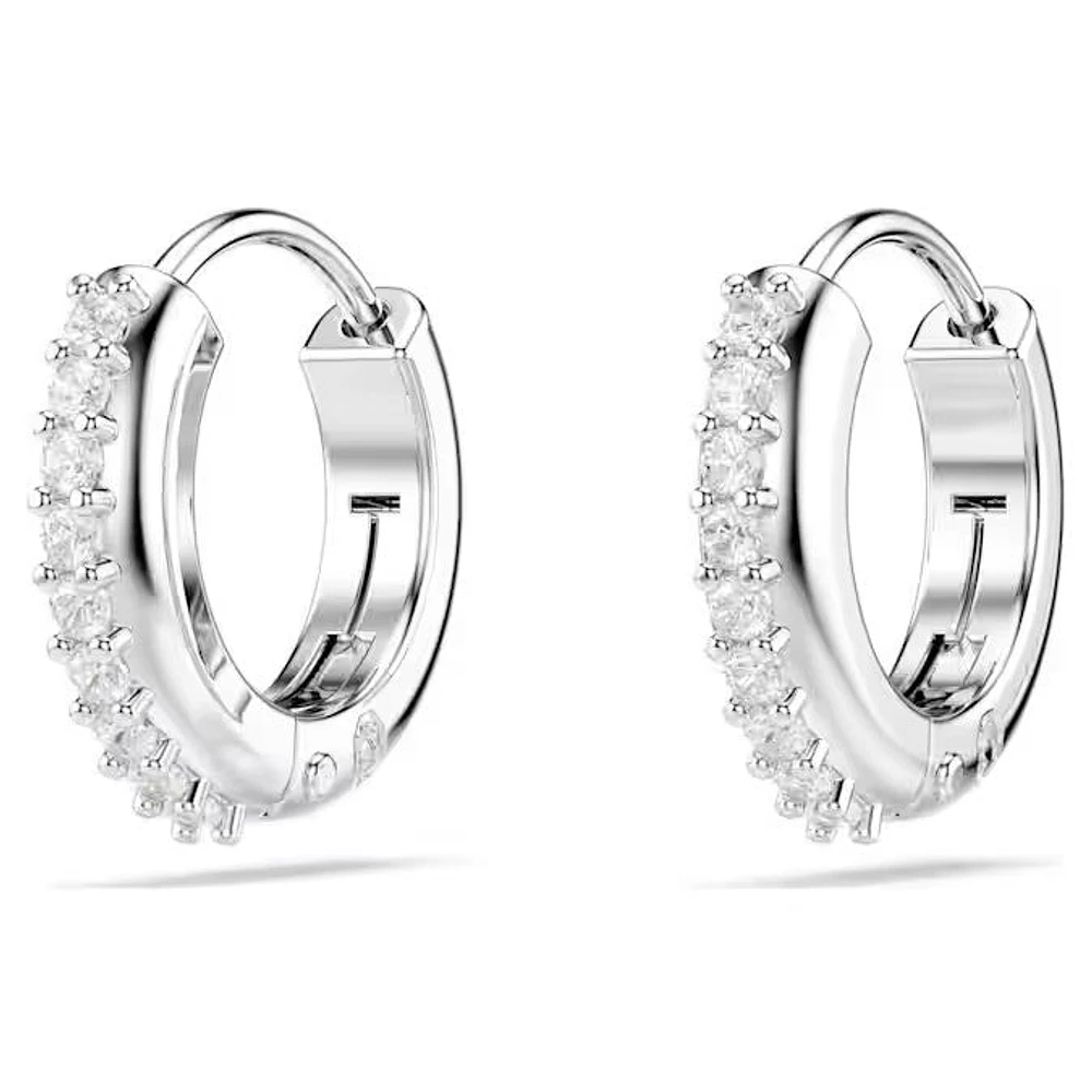 Swarovski - Matrix hoop earrings, Round cut, White, Rhodium plated - 5690670/5701600 (SS)