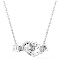 Swarovski Matrix pendant, Baguette cut, Knot, White, Rhodium plated 5728553