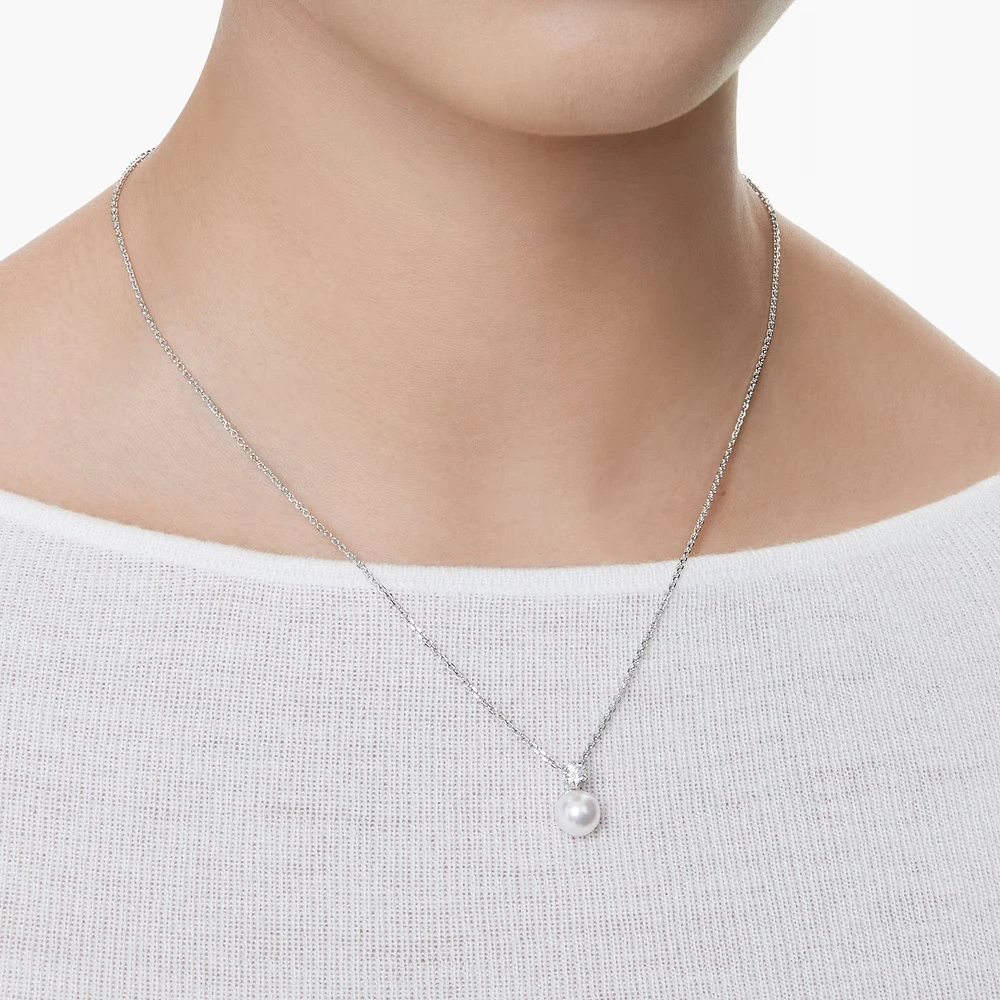 Swarovski - Matrix pendant, Crystal pearl, Round cut, White, Rhodium plated - 5693897