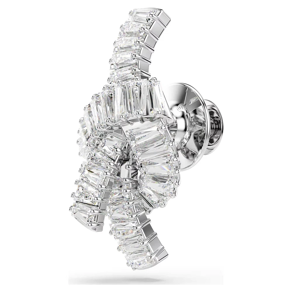 Swarovski Matrix tack pin, Baguette cut, Knot, White, Rhodium plated 5731102