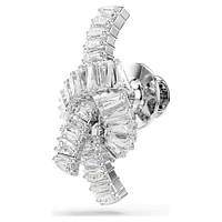 Swarovski Matrix tack pin, Baguette cut, Knot, White, Rhodium plated 5731102