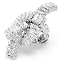 Swarovski Matrix tack pin, Baguette cut, Knot, White, Rhodium plated 5731102