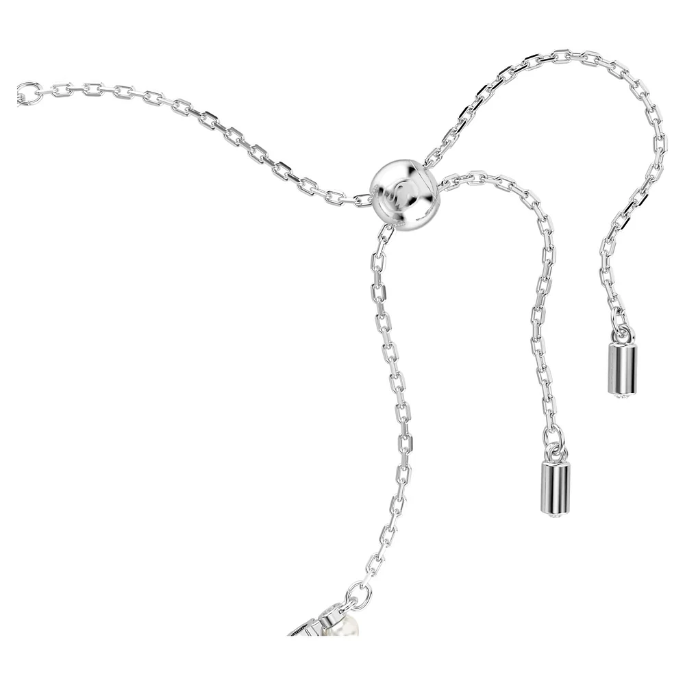 Swarovski - Matrix Tennis bracelet Crystal pearl, Round cut, White, Rhodium plated - 5689633