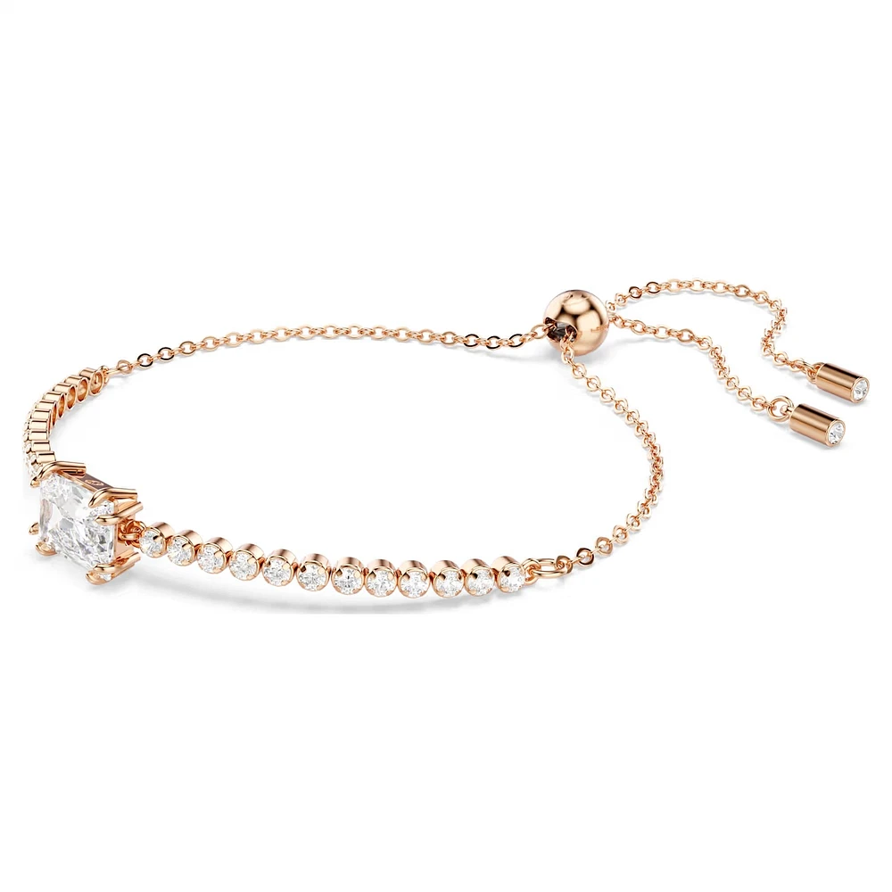 Swarovski Matrix Tennis bracelet, Mixed cuts, White, Rose gold-tone plated 5730706