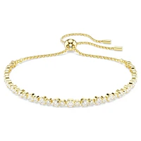 Swarovski Matrix Tennis bracelet, Round cut, White, Gold-tone plated 5730709