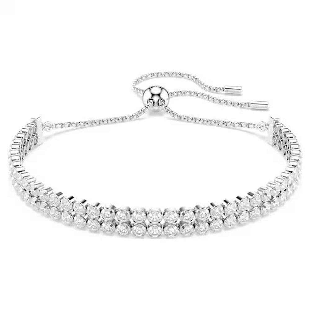 Swarovski - Matrix Tennis bracelet, Round cut, White, Rhodium plated 5678252