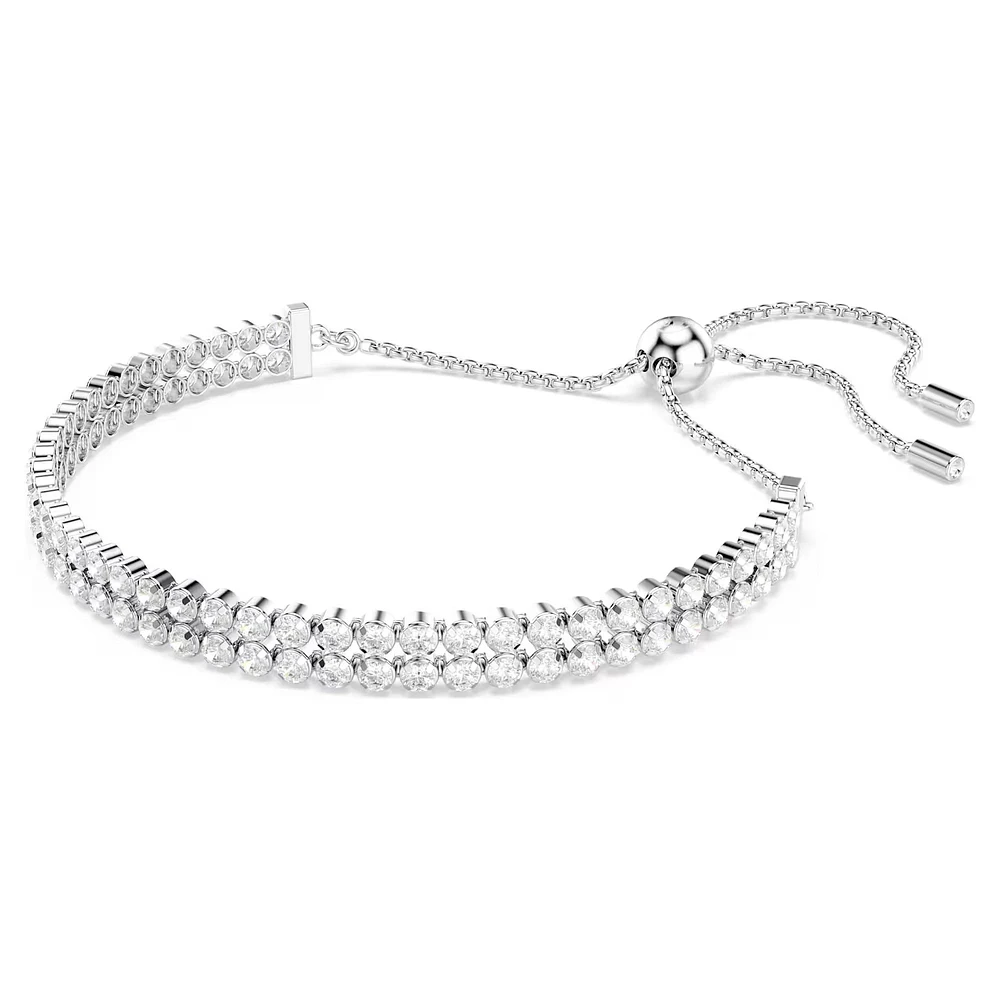 Swarovski - Matrix Tennis bracelet, Round cut, White, Rhodium plated 5678252