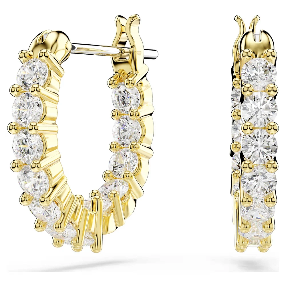 Swarovski Matrix Vittore hoop earrings, Round cut, White, Gold-tone plated 5733398