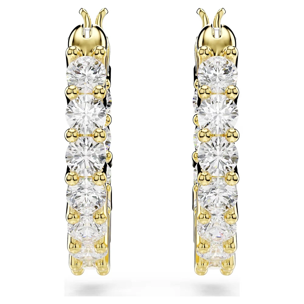 Swarovski Matrix Vittore hoop earrings, Round cut, White, Gold-tone plated 5733398