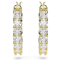 Swarovski Matrix Vittore hoop earrings, Round cut, White, Gold-tone plated 5733398