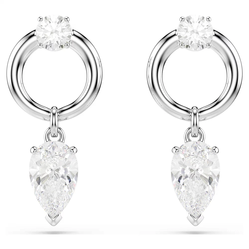 Swarovski Mesmera drop earrings, Mixed cuts, White, Rhodium plated 5723177