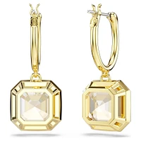 Swarovski Millenia drop earrings, Square cut, Caramel, Gold-tone plated 5731148