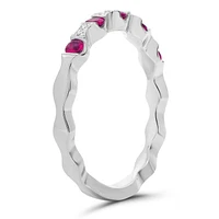 14K White Gold Ruby & Diamond Ring