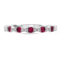 14K White Gold Ruby & Diamond Ring