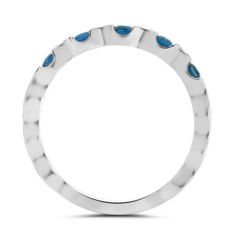 14K White Gold Sapphire & Diamond Ring