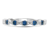 14K White Gold Sapphire & Diamond Ring