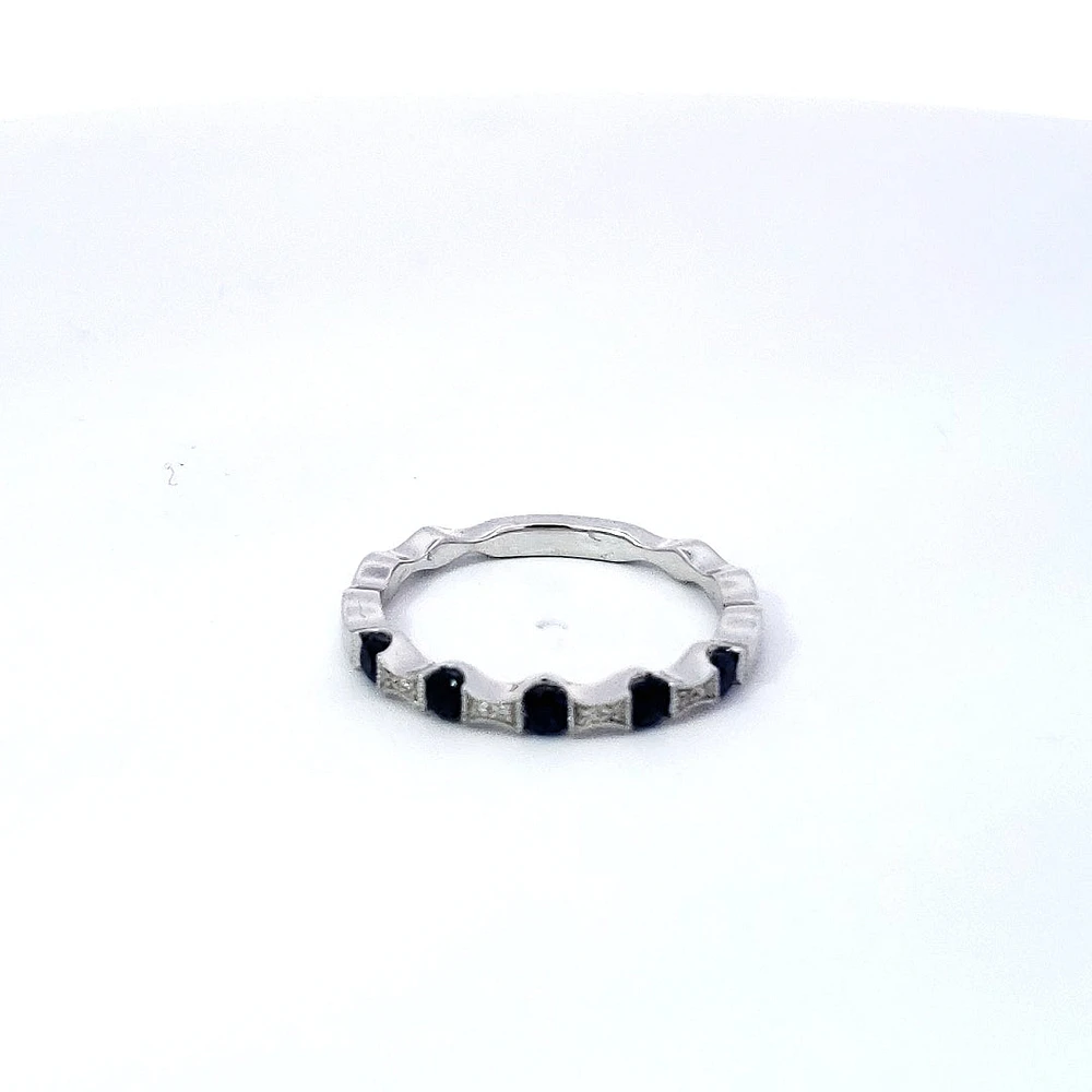 14K White Gold Sapphire & Diamond Ring