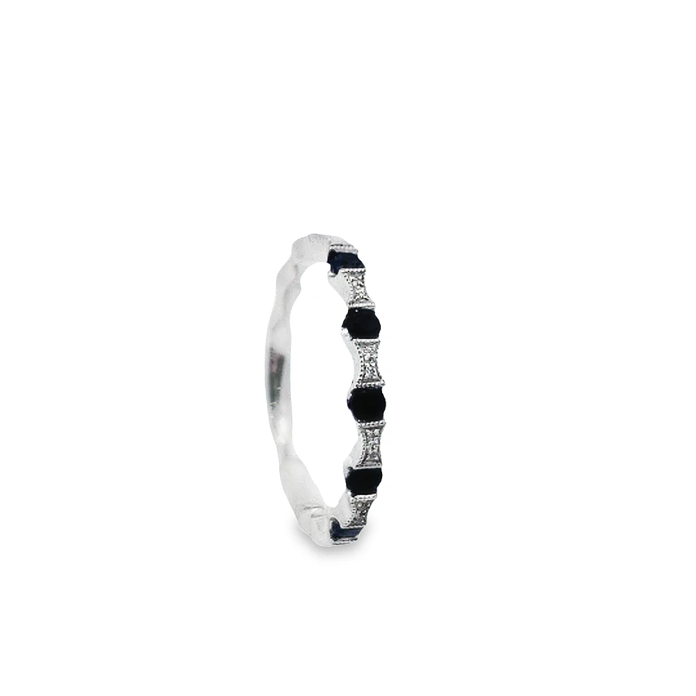 14K White Gold Sapphire & Diamond Ring