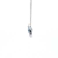 14K White Gold Aquamarine and Diamond Pendant, 18"