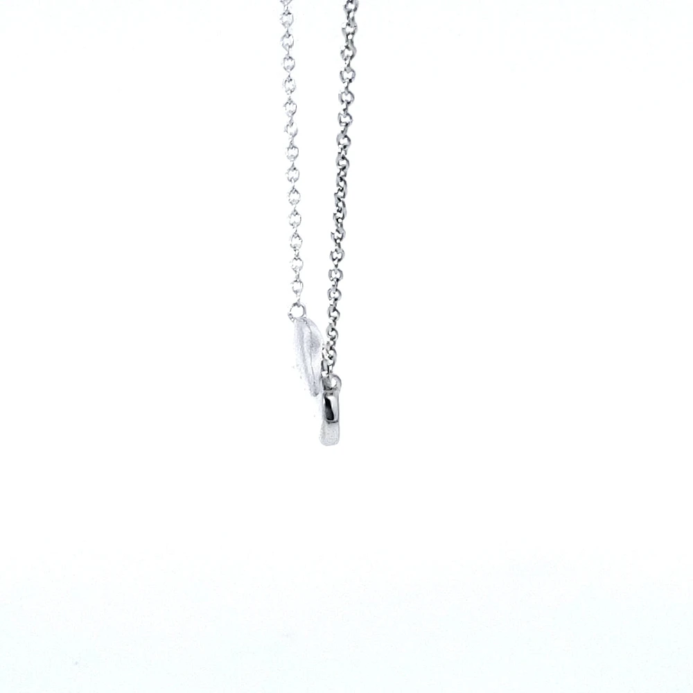 14K White Gold Diamond Wave Pendant, 18"