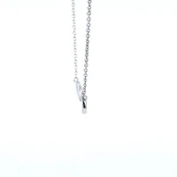 14K White Gold Diamond Wave Pendant, 18"