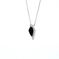 14K White Gold 0.78 Onyx & 0.10cttw Diamond Pendant