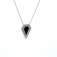14K White Gold 0.78 Onyx & 0.10cttw Diamond Pendant