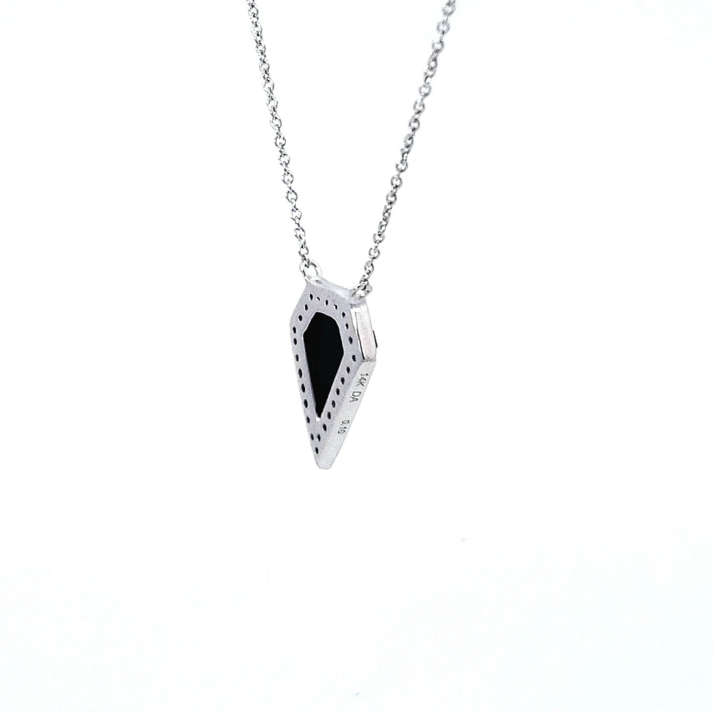 14K White Gold 0.78 Onyx & 0.10cttw Diamond Pendant