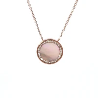 14K Rose Gold 0.11 cttw Diamond and Mother of Pearl Pendant