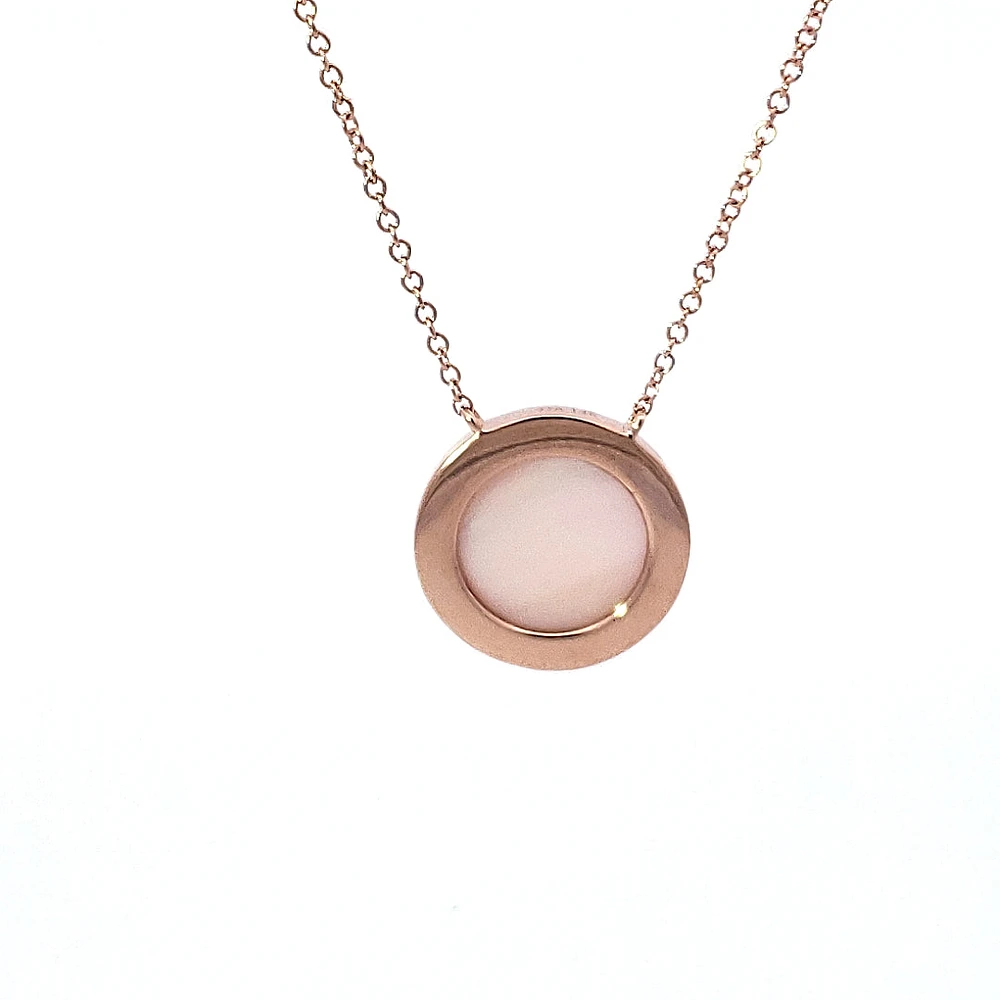 14K Rose Gold 0.11 cttw Diamond and Mother of Pearl Pendant