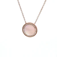 14K Rose Gold 0.11 cttw Diamond and Mother of Pearl Pendant