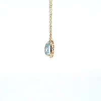 14K Yellow Gold Aquamarine and 0.06cttw Diamond Pendant - 18"