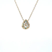 14K Yellow Gold Aquamarine and 0.06cttw Diamond Pendant - 18"