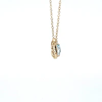 14K Yellow Gold Aquamarine and 0.06cttw Diamond Pendant - 18"