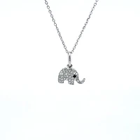 14K White Gold Sapphire and Diamond Elephant Necklace, 18"