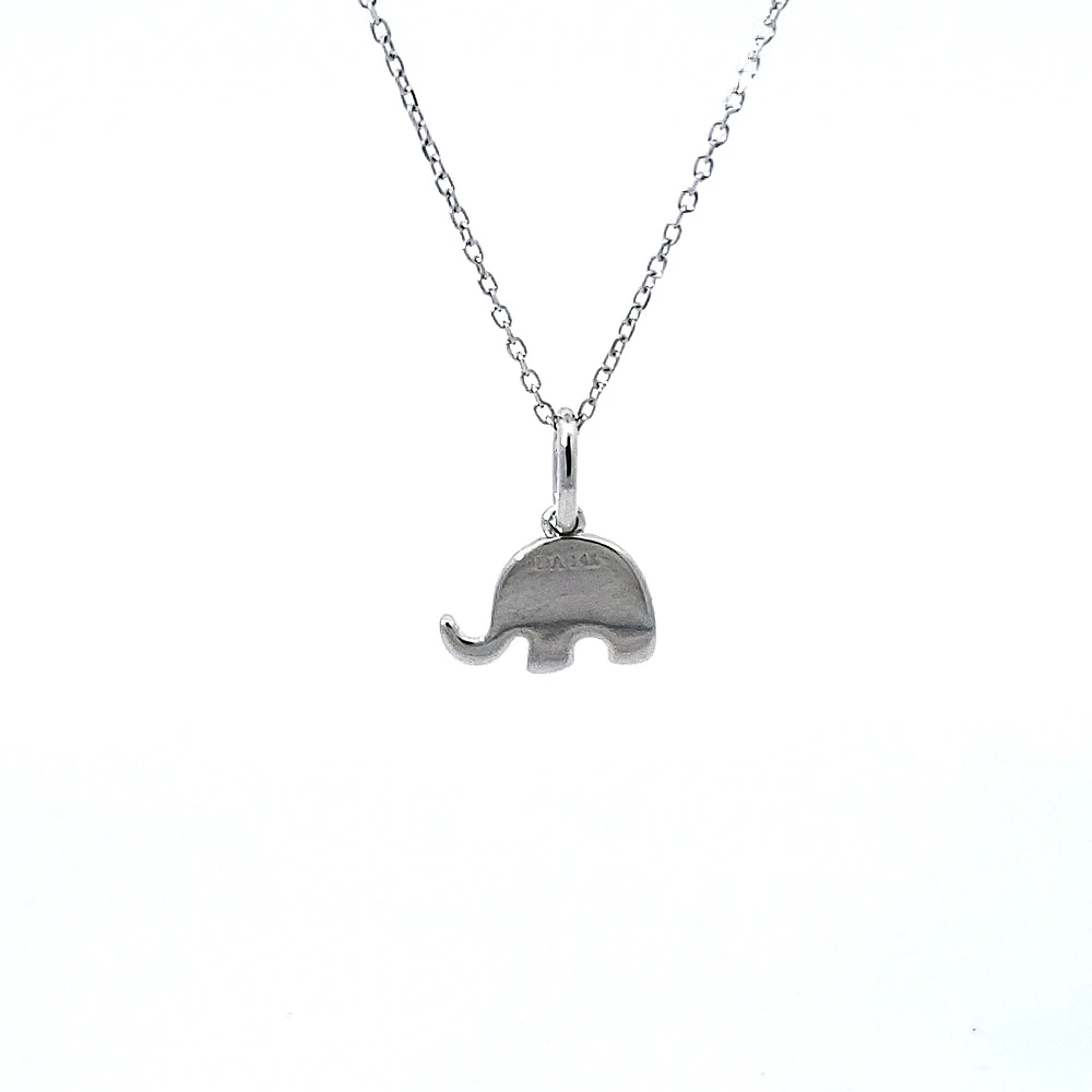 14K White Gold Sapphire and Diamond Elephant Necklace, 18"