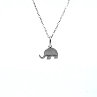 14K White Gold Sapphire and Diamond Elephant Necklace, 18"