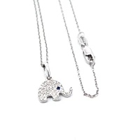 14K White Gold Sapphire and Diamond Elephant Necklace, 18"