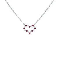 14K Yellow Gold 0.20cttw Ruby and 0.16cttw Diamond Heart Pendant - 18 inches