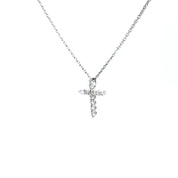 14K White Gold 0.25 cttw Diamond Cross Pendant