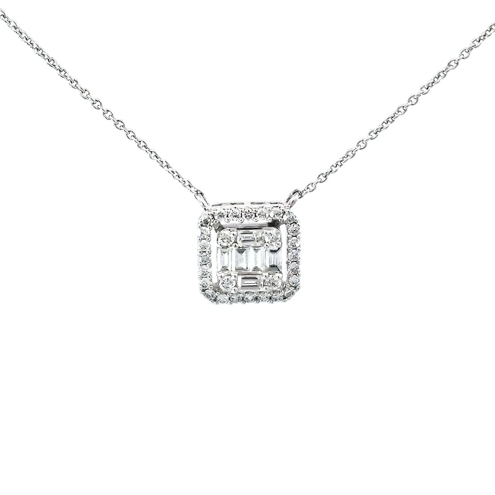 14K White Gold cttw Diamond Pendant