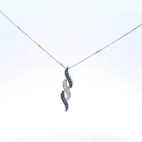 10K White Gold 0.114 cttw Blue Diamond Pendant, 18"