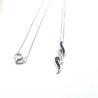 10K White Gold 0.114 cttw Blue Diamond Pendant, 18"